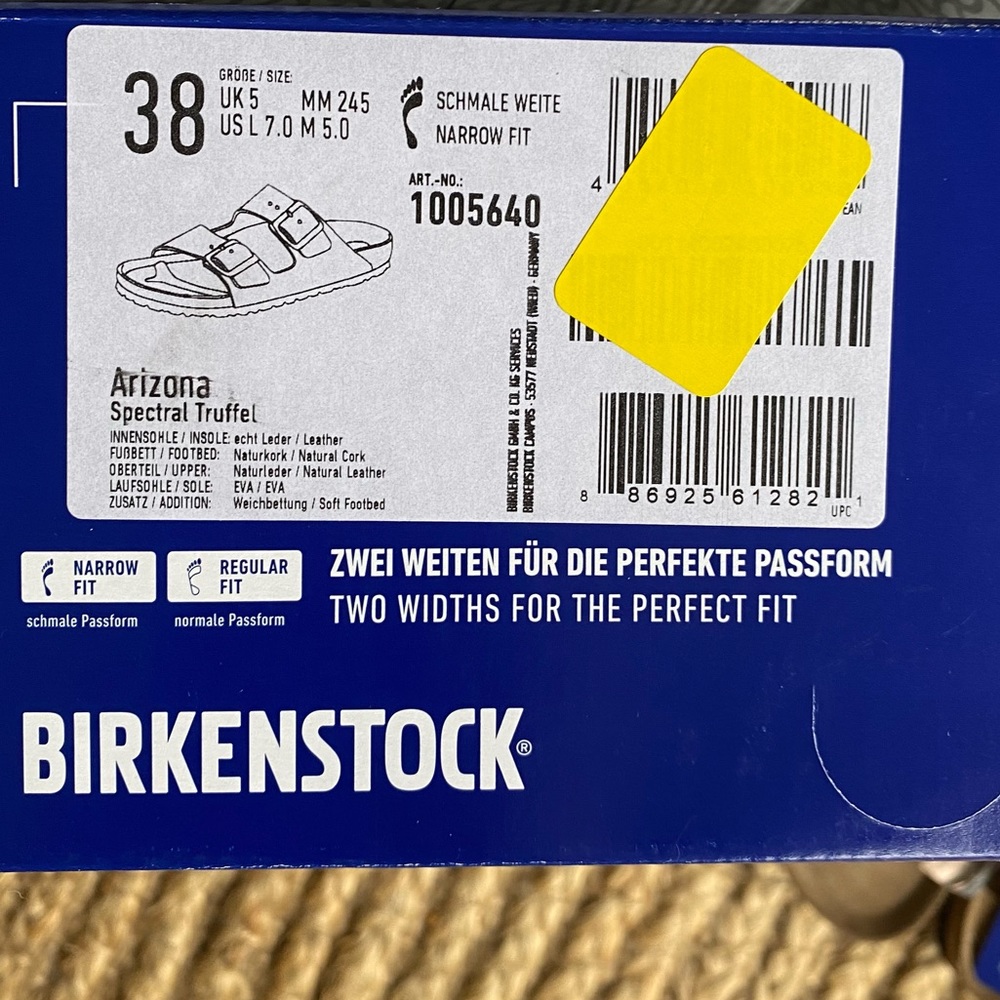 BIRKENSTOCK ARIZONA SPECTRAL TRUFFLE UNISEX SIZE 38 NARROW ( W 7, M 5 ) - Picture 5 of 15